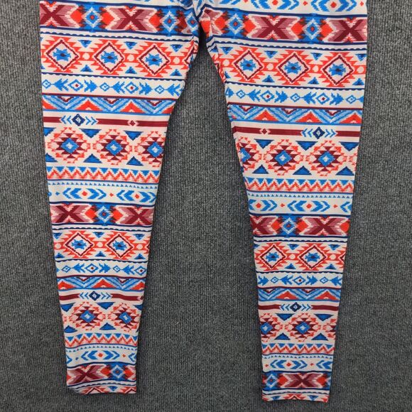 Lularoe Womens Size TC2 Leggings Blue Pink Red Southwest Print Diamonds - Picture 7 of 11